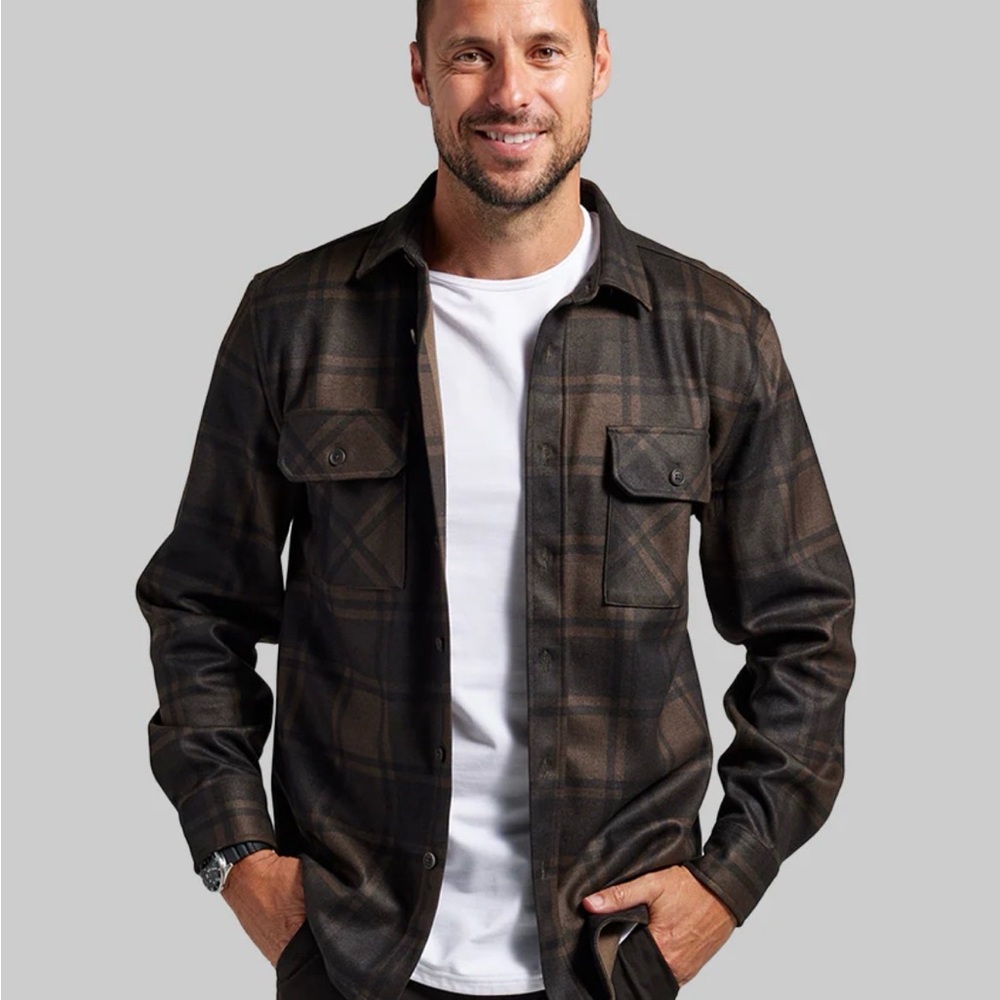 BYLT Basics Men's Plaid Shirt Jacket - Black and Brown